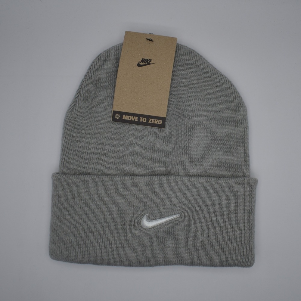 Nike Peak Swoosh Beanie Knit Hat Unisex OSFM Dark Grey Heather NEW HF0187-063